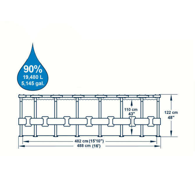 Piscina Desmontable Tubular Bestway Power Steel Diseño Ratán 488x122 cm Depuradora Cartucho 5.678 L/H Cobertor y Escalera - Imagen 2