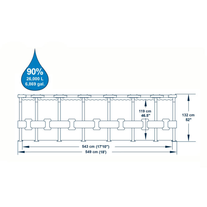 Piscina Desmontable Tubular Bestway Power Steel Diseño Piedra 549x132 cm Depuradora Cartucho 5.678 L/H Cobertor y Escalera - Imagen 4