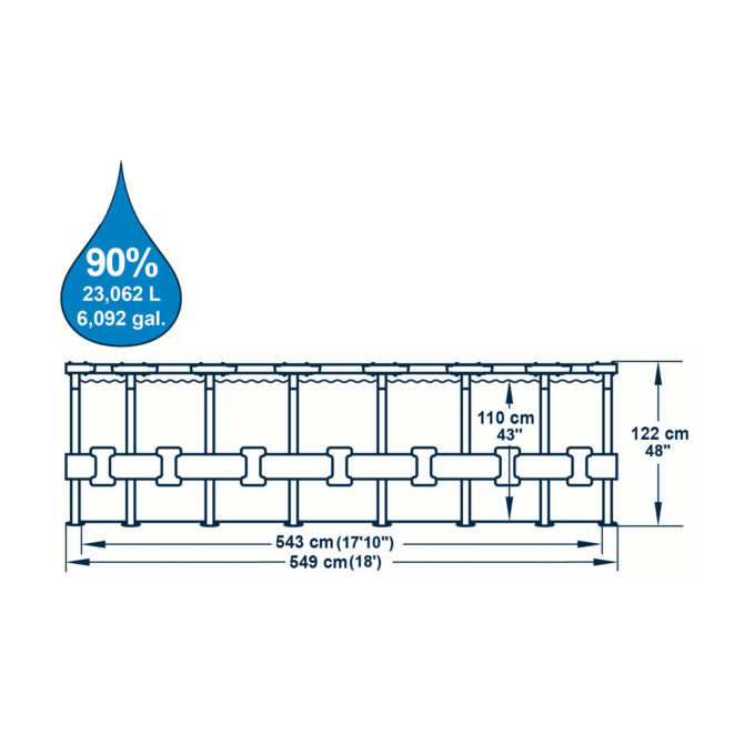 Piscina Desmontable Tubular Bestway Power Steel Diseño Ratán 549x122 cm Depuradora Cartucho 5.678 L/H - Imagen 4