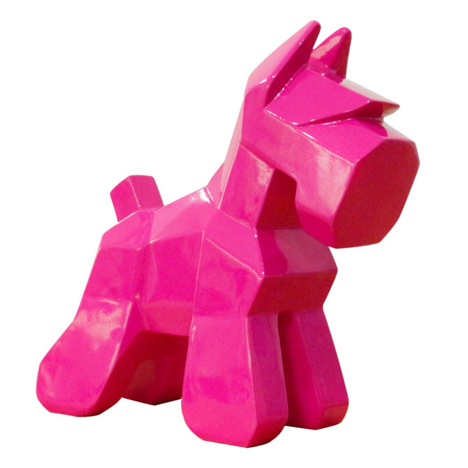 Figura Decorativa Perro Schnauzer Kuatéh de Poliresina 30x10x26 cm Rosa