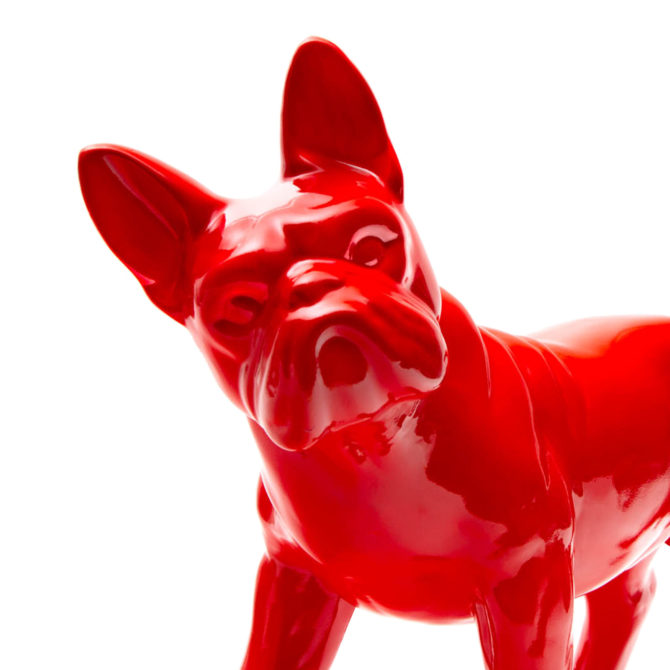 Figura Decorativa Perro Boston Terrier Kuatéh de Poliresina 43x19x32 cm Rojo - Imagen 3