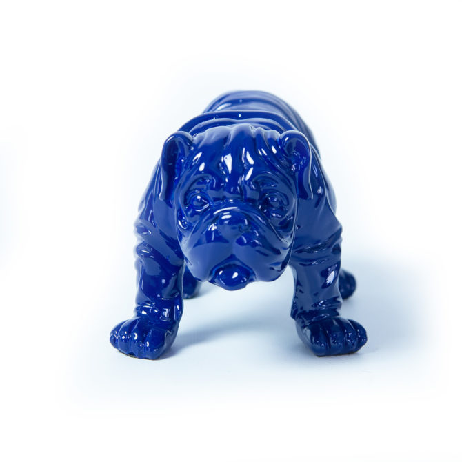 Figura Decorativa Perro Bulldog Kuatéh de Poliresina Kuatèh 23x14x11 cm Azul - Imagen 3