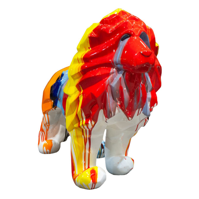 Figura Decorativa León de Poliresina Kuatéh 105x39x71 cm Multicolor