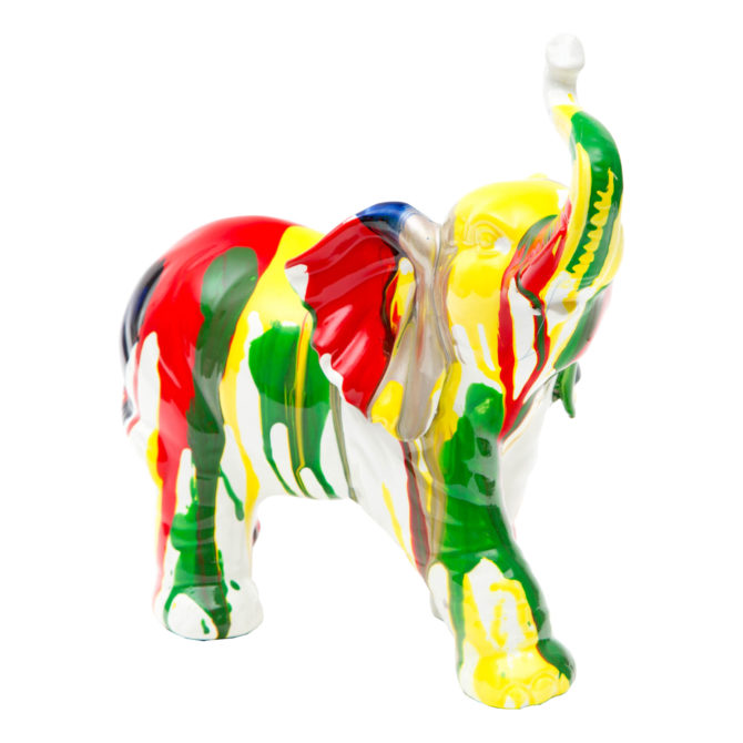 Figura Decorativa Elefante de Poliresina Kuatéh 25x12x24 cm Multicolor