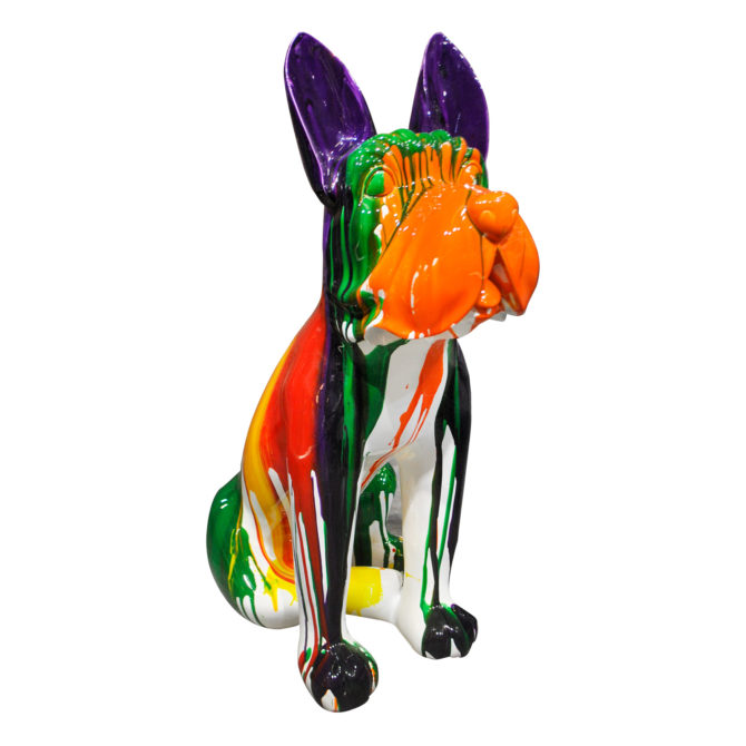 Figura Decorativa Perro Boston Terrier Kuatéh de Poliresina 52x33x72 cm Multicolor