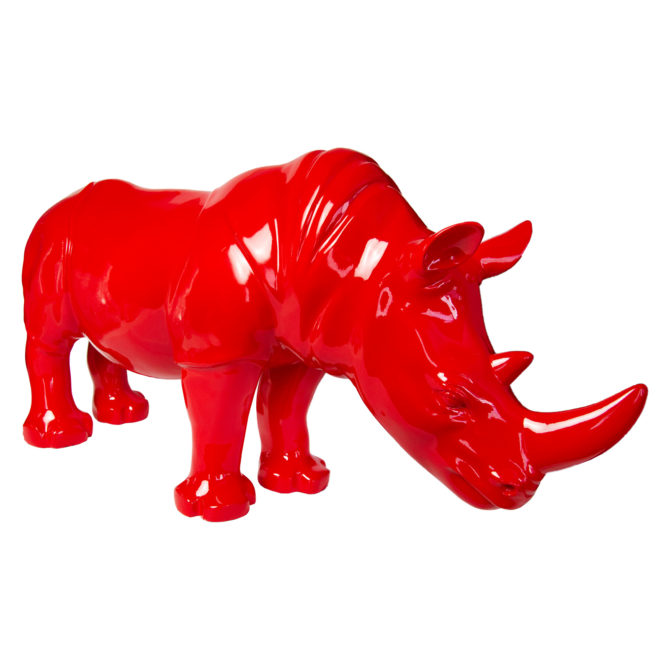 Figura Decorativa Perro Kuatéh de Poliresina 104x26x47 cm Rojo