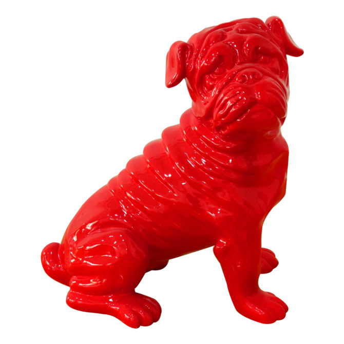 Figura Decorativa Perro Bulldog Kuatéh de Poliresina Kuatèh 30x20x34 cm Rojo