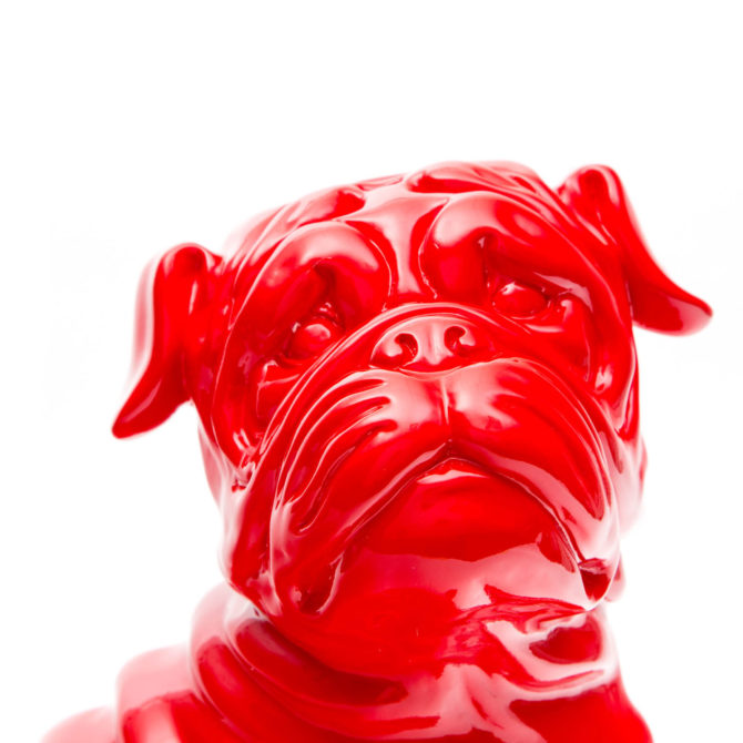 Figura Decorativa Perro Bulldog Kuatéh de Poliresina Kuatèh 30x20x34 cm Rojo - Imagen 2