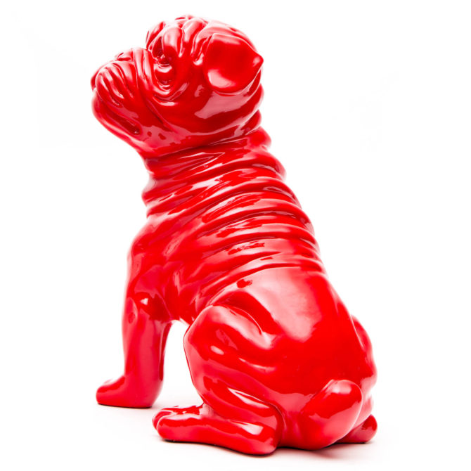 Figura Decorativa Perro Bulldog Kuatéh de Poliresina Kuatèh 30x20x34 cm Rojo - Imagen 3