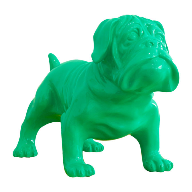 Figura Decorativa Perro Bulldog Kuatéh de Poliresina 46x21x30 cm Verde