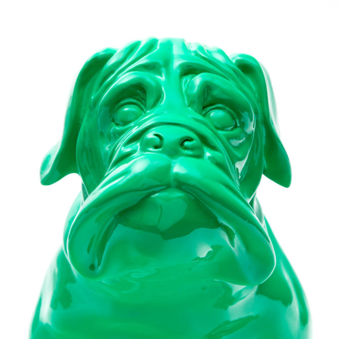 Figura Decorativa Perro Bulldog Kuatéh de Poliresina 46x21x30 cm Verde - Imagen 3