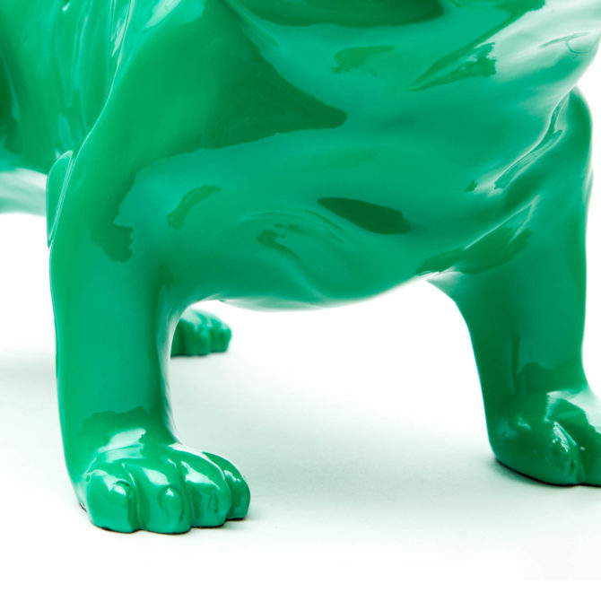 Figura Decorativa Perro Bulldog Kuatéh de Poliresina 46x21x30 cm Verde - Imagen 5