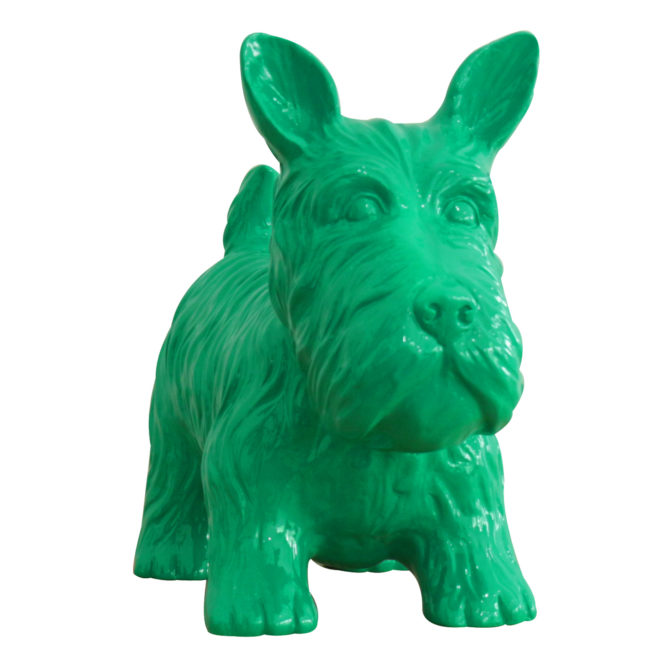 Figura Decorativa Perro Schnauzer Kuatéh de Poliresina 38x18x31 cm Verde