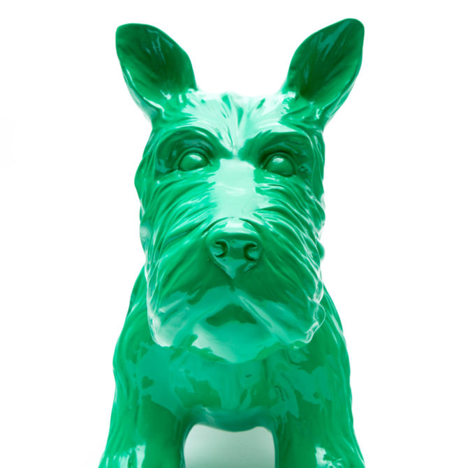 Figura Decorativa Perro Schnauzer Kuatéh de Poliresina 38x18x31 cm Verde - Imagen 3