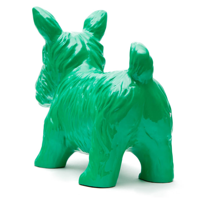 Figura Decorativa Perro Schnauzer Kuatéh de Poliresina 38x18x31 cm Verde - Imagen 4