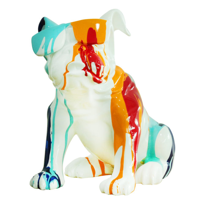 Figura Decorativa Perro Bulldog Sentado Kuatéh de Poliresina 40x23x34 cm Multicolor