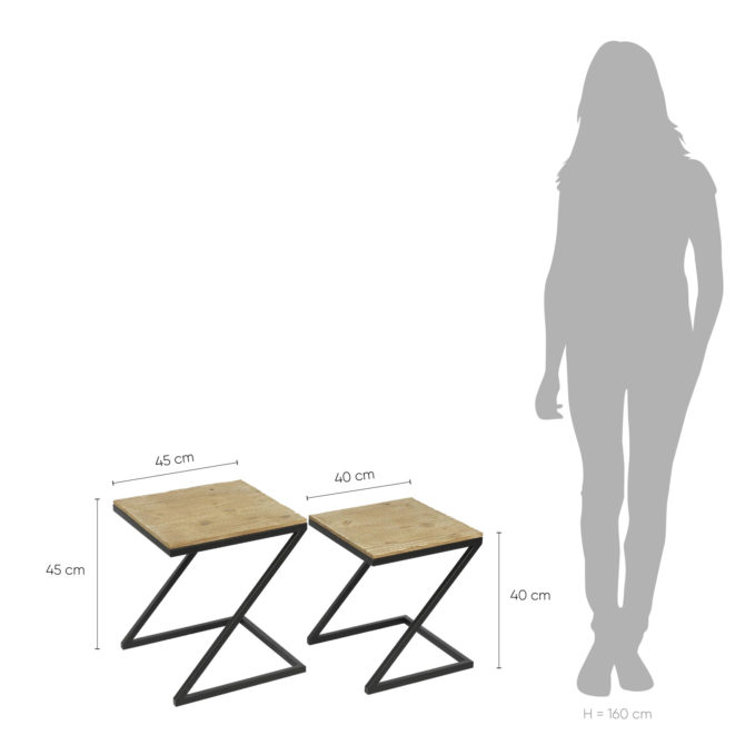 Set de 2 Mesas Auxiliares Pärumm Aphex de Madera y Estructura Metálica - Imagen 4