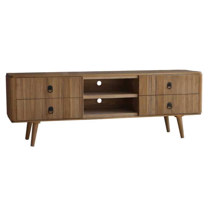 Mueble TV de Madera de Paulownia PÄRUMM Lessime 56x40x159 cm 4 Cajones