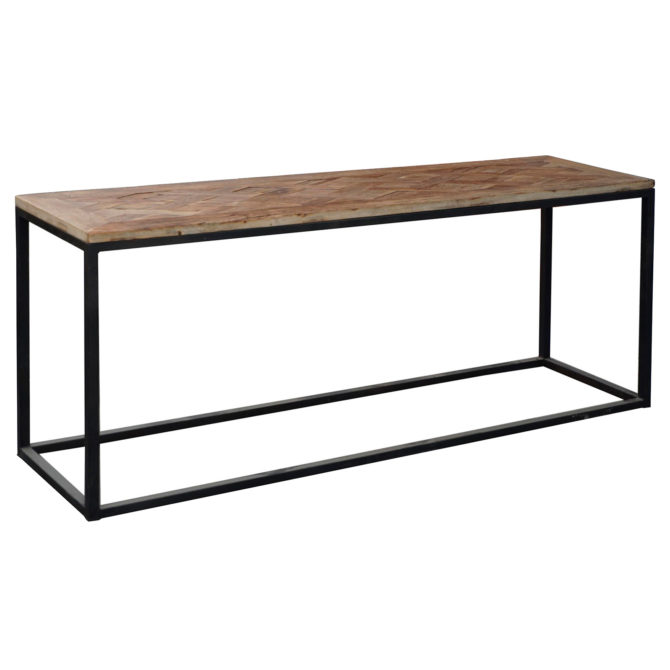 Consola Industrial de Madera de Olmo Reciclado y Hierro PÄRUMM Serie Nege 76x45x160 cm