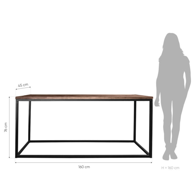 Consola Industrial de Madera de Olmo Reciclado y Hierro PÄRUMM Serie Nege 76x45x160 cm - Imagen 4