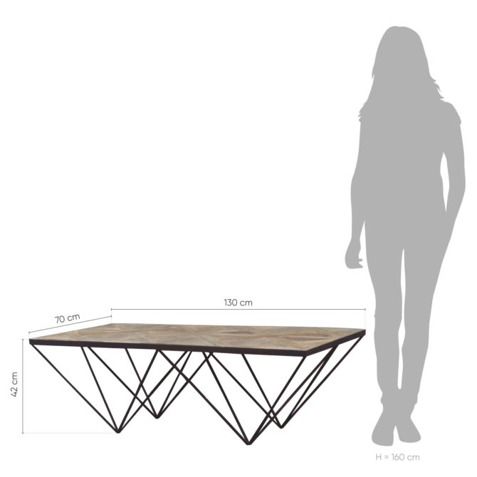 Mesa de Centro Industrial Pärumm Sax 130x70x42 cm de Madera de Olmo Reciclado y Hierro - Imagen 4