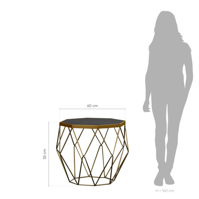 Mesa Auxiliar Geométrica Pärumm Subor 55x60x60 cm de Madera y Acero Efecto Cemento Industrial - Imagen 4