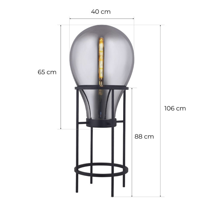 Lámpara de Pie Lumineca Hatann 40 x 108 cm M Smoky - Imagen 4