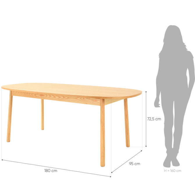 Mesa de Comedor Rectangular Pärumm Beksand 180x95x72,5 cm Madera de Fresno - Imagen 4