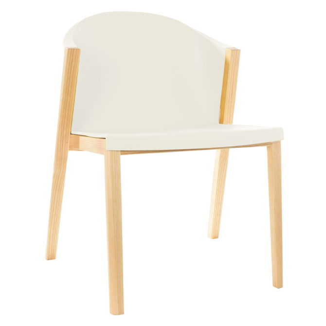 Silla de Comedor o Escritorio Pärumm Juansan 61x87,5x78,5 cm Madera de Haya | Respaldo y Asiento Policarbonato Blanco | Apilable