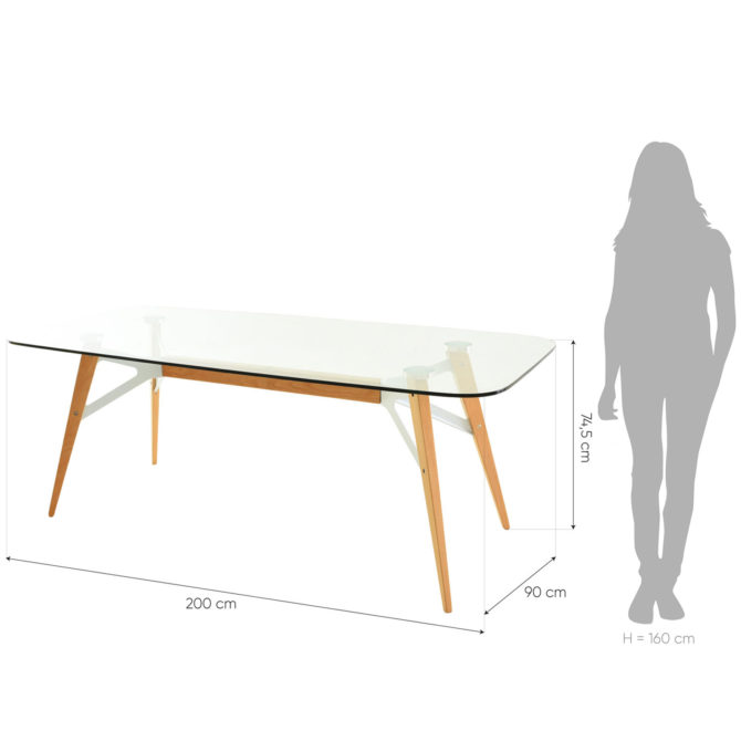 Mesa de Comedor Rectangular Pärumm Alop 200x90x74,5 cm Madera de Haya Blanco - Imagen 4