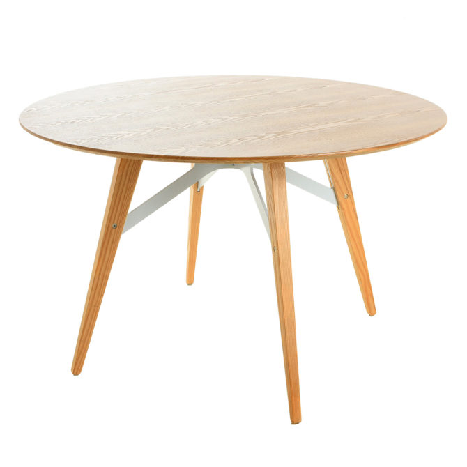 Mesa de Comedor Redonda Pärumm Jomez 120x74,5 cm Madera de Haya Natural Blanco - Imagen 3