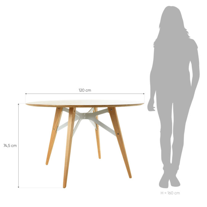 Mesa de Comedor Redonda Pärumm Jomez 120x74,5 cm Madera de Haya Natural Blanco - Imagen 4