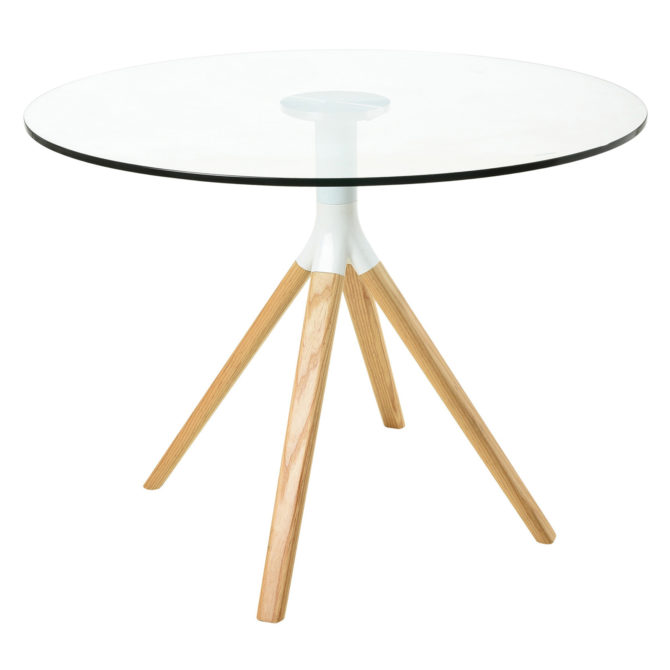 Mesa de Comedor Redonda Pärumm Be2 100x75 cm Madera de Haya Natural Blanco