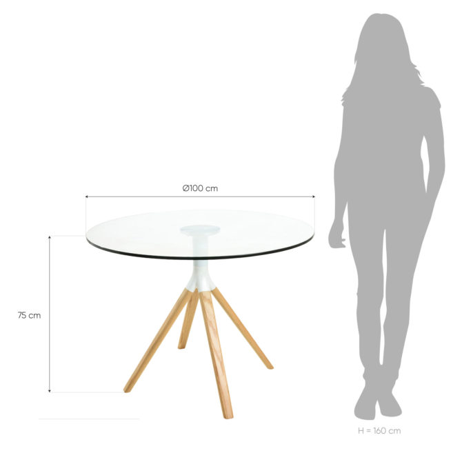 Mesa de Comedor Redonda Pärumm Be2 100x75 cm Madera de Haya Natural Blanco - Imagen 4