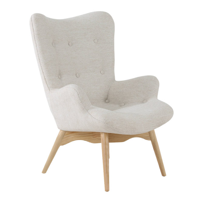 Sillón Orejero Con Brazos Pärumm Moguera 82x72X 92 cm Blanco