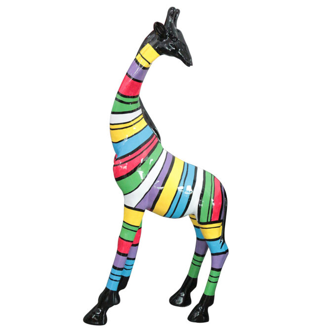 Figura Decorativa Jirafa con Rayas Kuatéh 75x30x163 cm Multicolor