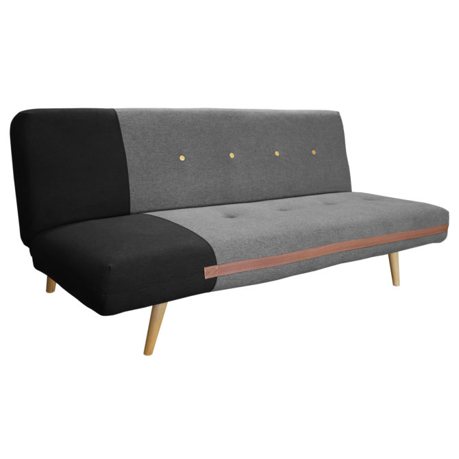 Sofá Cama Pärumm Bicol 186x87x79 cm Negro/Gris