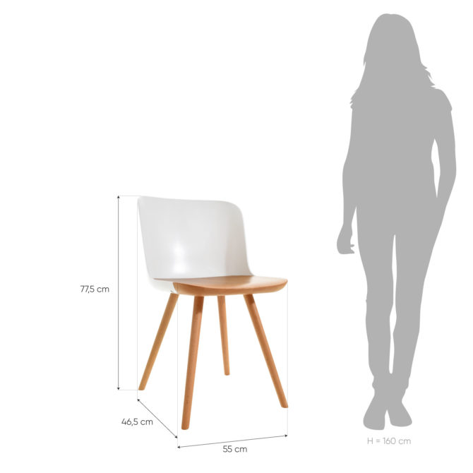 Silla Pärumm Jaunti 55x46,5x77,5 cm Madera de Haya Blanco - Imagen 4