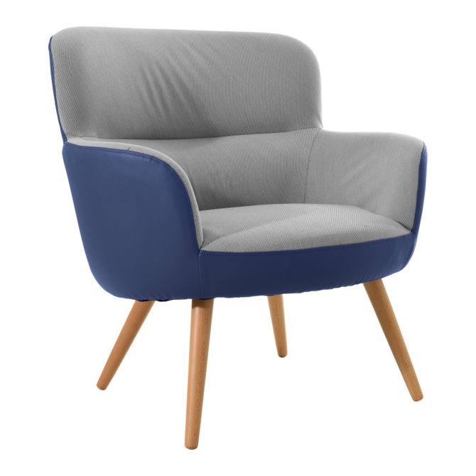 Sillon Pärumm Kai 77x73.4x81.4 cm bicolor/estofamento cinza