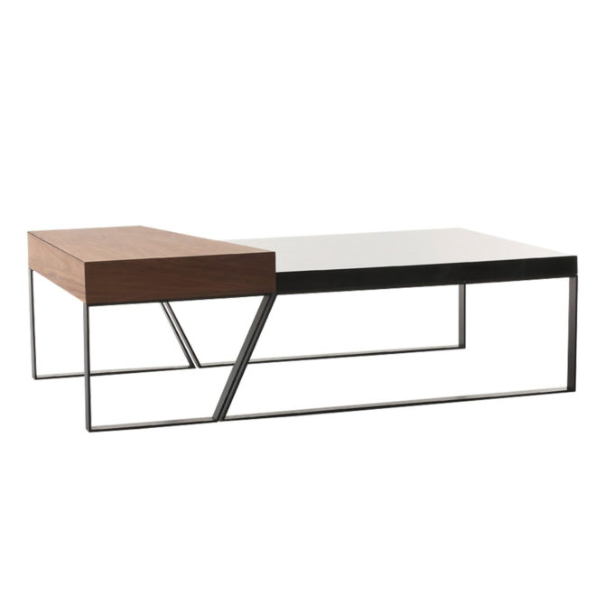 Mesa de Centro Rectangular Pärumm Schönheit 130x75 cm Madera de Nogal Marrón y Negro