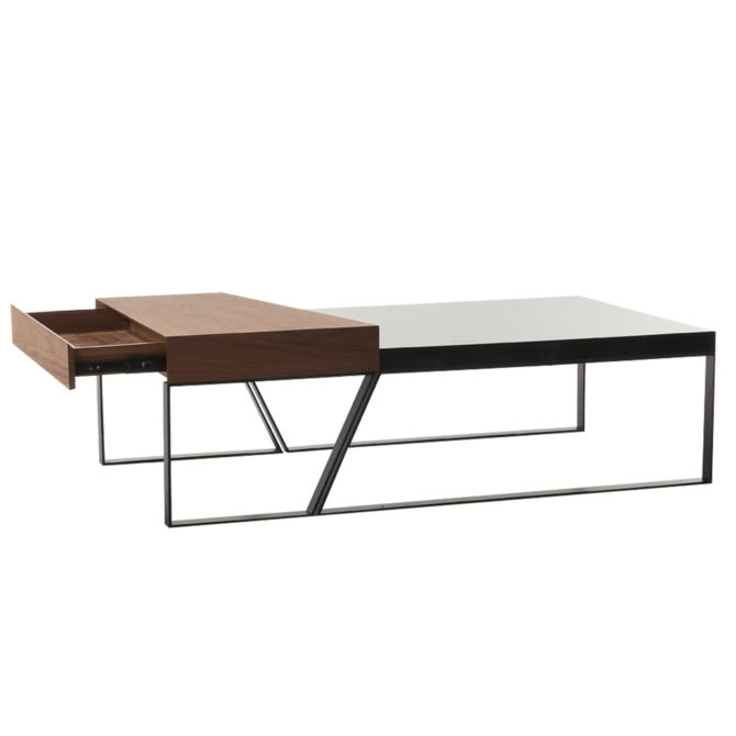 Mesa de Centro Rectangular Pärumm Schönheit 130x75 cm Madera de Nogal Marrón y Negro - Imagen 5