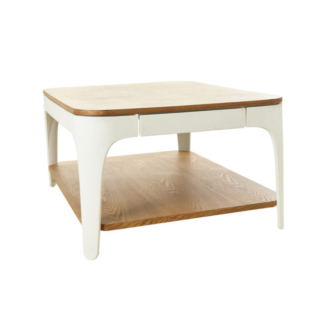 Mesa de Centro Rectangular Pärumm Yera 90x70 cm Madera de Haya Marrón y Blanco - Imagen 3