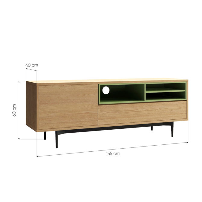 Mueble TV Pärumm Onnie Green 155x40x60 cm - Imagen 4