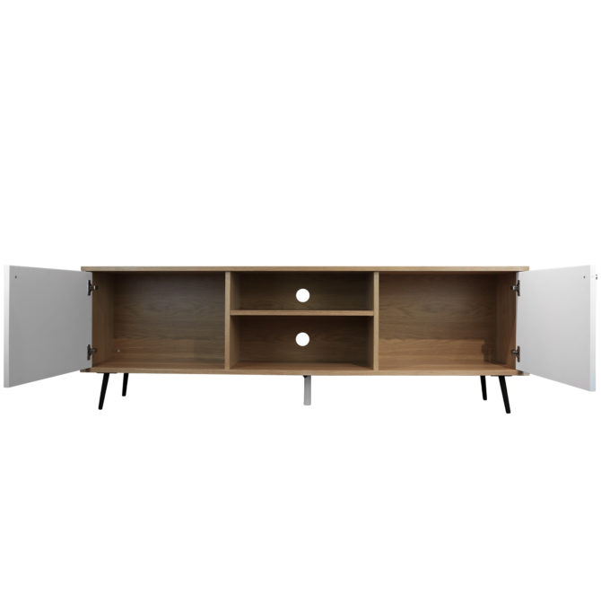 Mueble TV Pärumm Ukko White 176,4x40x57,5 cm Madera Nogal Lacada - Imagen 3