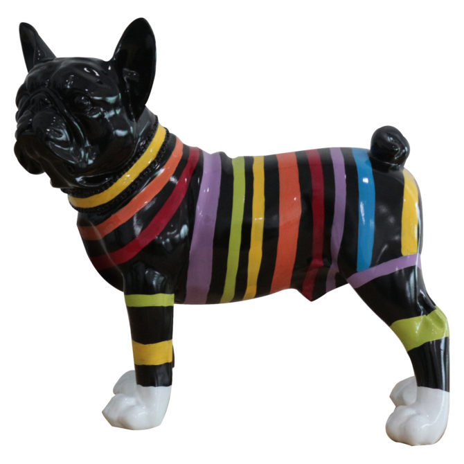 Figura Boston Terrier Kuatéh Nix 32x14x30 cm Negro a Rayas