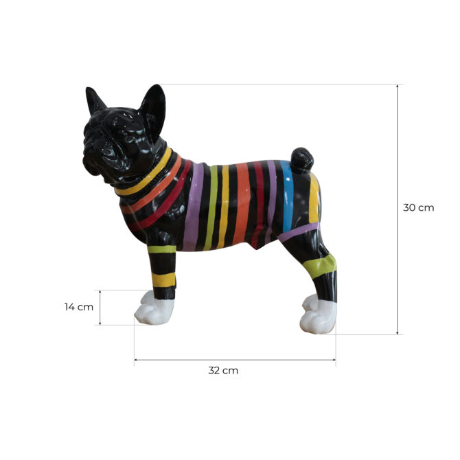 Figura Boston Terrier Kuatéh Nix 32x14x30 cm Negro a Rayas - Imagen 2