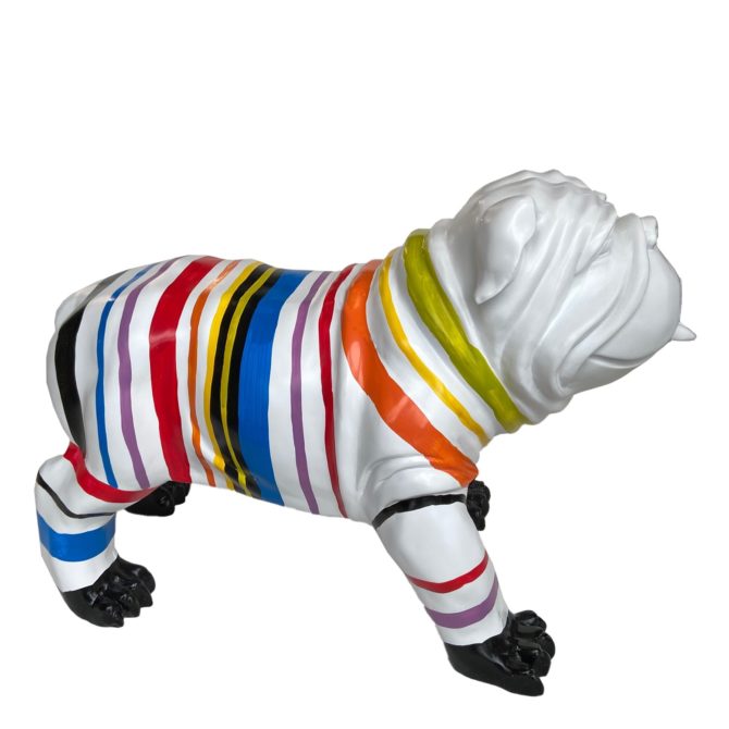 Figura Bulldog Kuatéh Hodor 61x32x38 cm Blanco a Rayas - Imagen 2