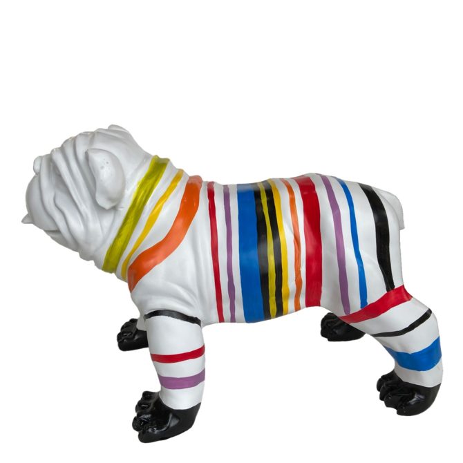 Figura Bulldog Kuatéh Hodor 61x32x38 cm Blanco a Rayas - Imagen 4