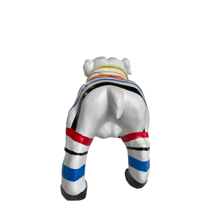 Figura Bulldog Kuatéh Hodor 61x32x38 cm Blanco a Rayas - Imagen 5