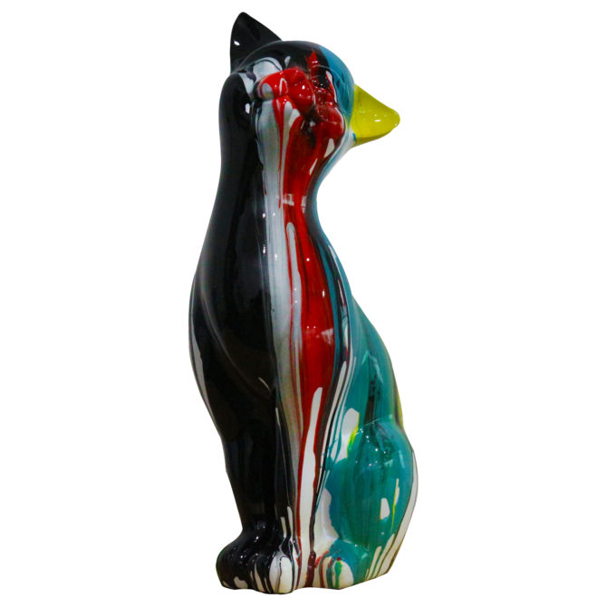 Figura Gato Kuatéh Nanna 24x13x53 cm Negro Multicolor